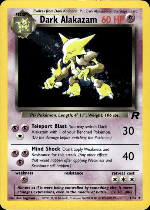 Pokemon Dark Alakazam 1/82 Team Rocket Holo Rare Lightly Played