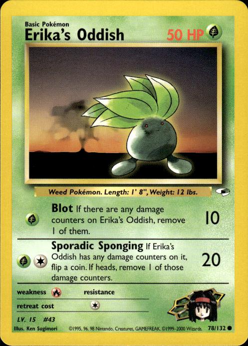 Pokemon Erika's Oddish 78/132 Gym Heroes Common Near Mint