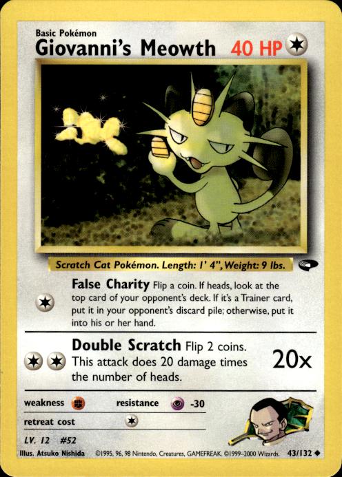 Pokemon Giovanni's Meowth 43/132 Gym Challenge Uncommon Near Mint