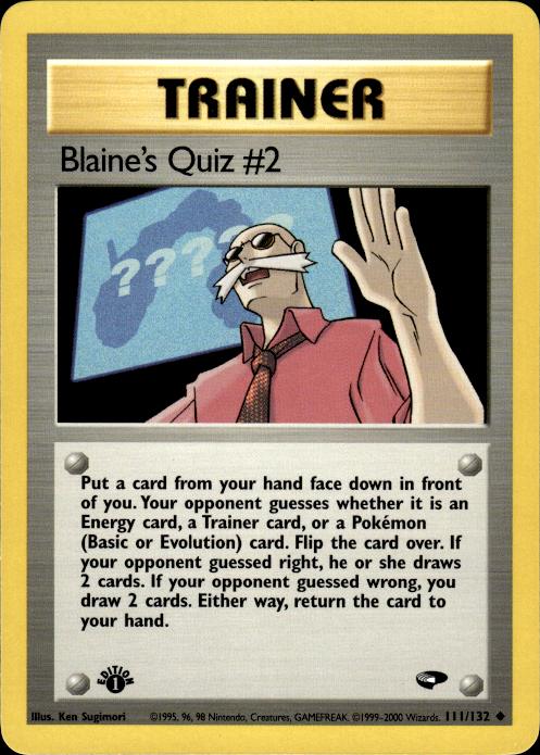 Pokemon Blaine's Quiz #2 111/132 Gym Challenge Uncommon 1st Edition Near Mint