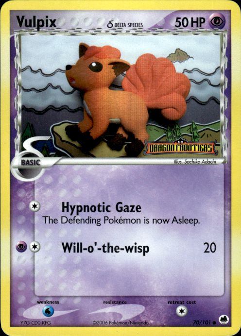 Vulpix 70/101 Dragon Frontiers Pokemon Reverse Holo Moderately Played