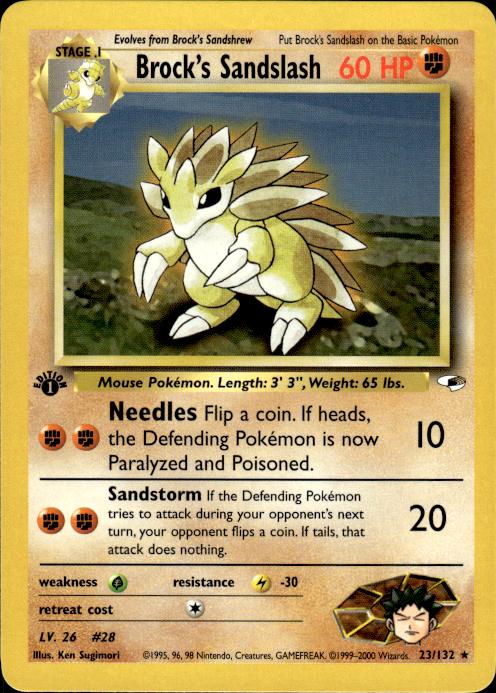 Pokemon Brock's Sandslash 23/132 Gym Heroes Rare 1st Edition Near Mint