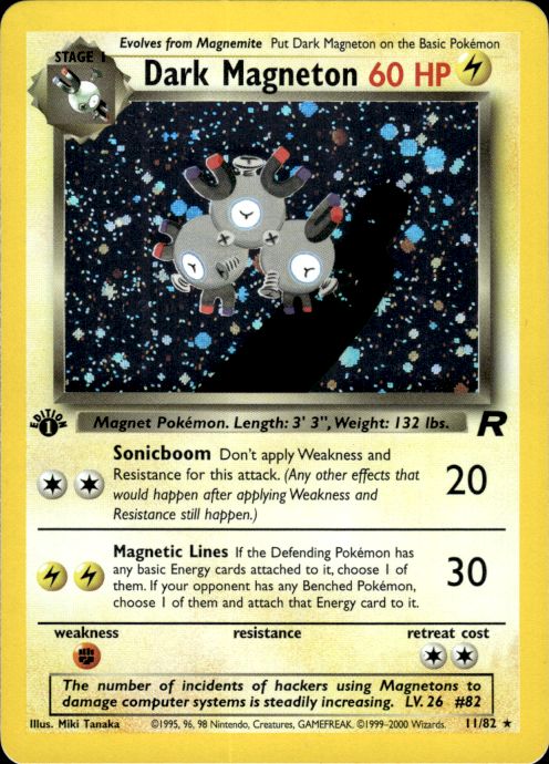 Pokemon Dark Magneton 11/82 Team Rocket Holo Rare 1st Edition Lightly Played
