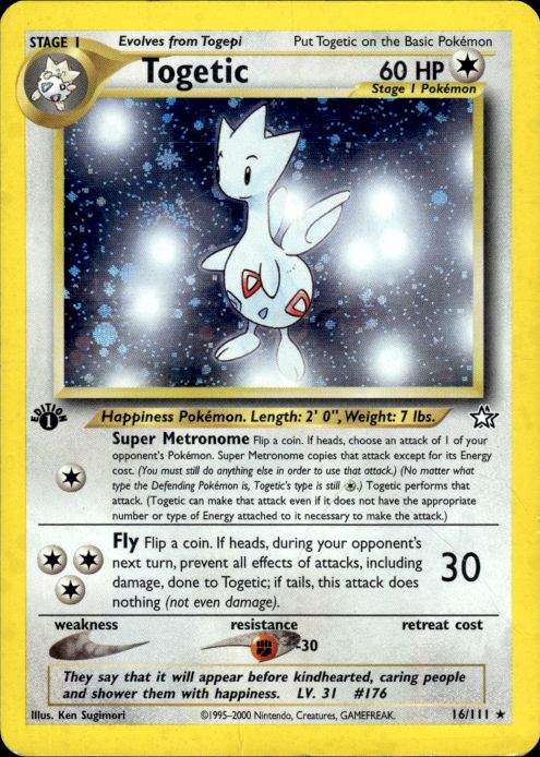 Pokemon Togetic 16/111 Neo Genesis Holo 1st Edition Heavily Played - Creased