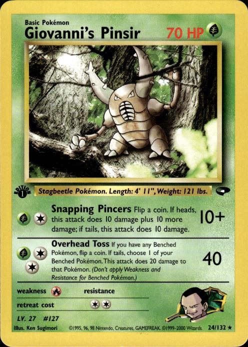 Pokemon Giovanni's Pinsir 24/132 Gym Challenge Rare 1st Edition Near Mint