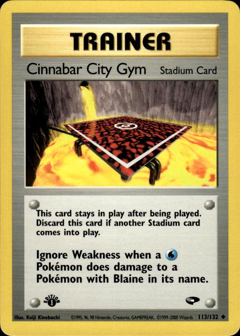 Pokemon Cinnabar City Gym 113/132 Gym Challenge Uncommon 1st Edition Near Mint
