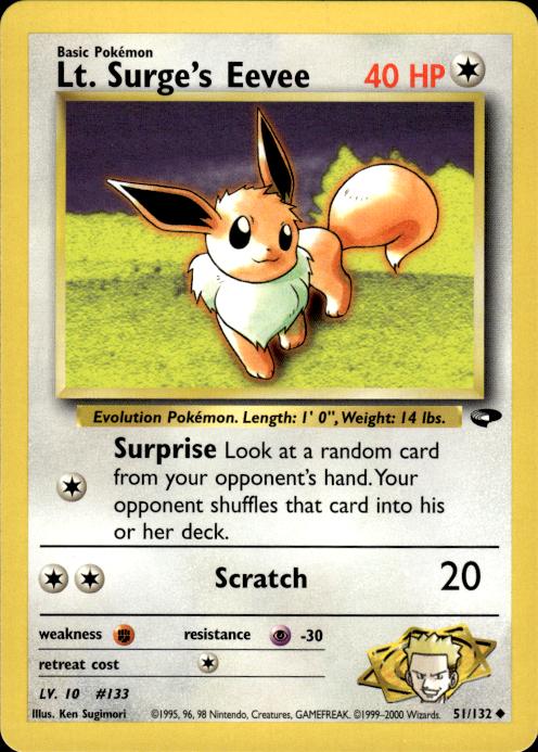 Pokemon Lt. Surge's Eevee 51/132 Gym Challenge Uncommon Near Mint