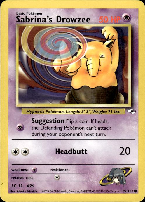 Pokemon Sabrina's Drowzee 92/132 Gym Heroes Common Near Mint