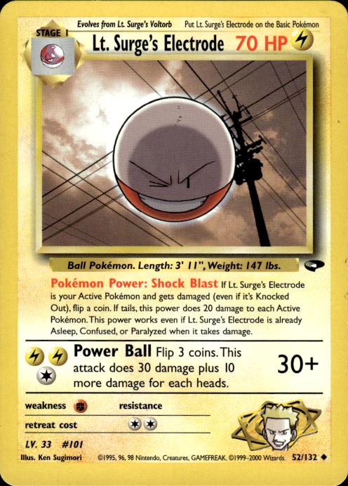 Pokemon Lt. Surge's Electrode 52/132 Gym Challenge Uncommon Near Mint