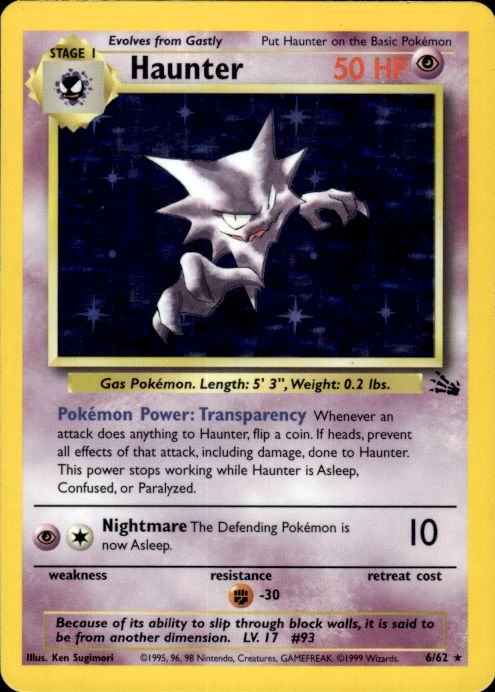 Pokemon Haunter 6/62 Fossil Holo Rare Lightly Played
