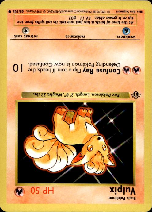 Pokemon Vulpix 68/102 Base Set Common 1st Edition Moderately Played