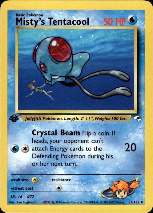 Pokemon Misty's Tentacool 57/132 Gym Heroes Uncommon 1st Edition Near Mint