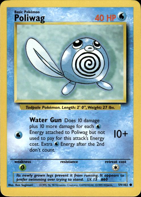 Pokemon Poliwag 59/102 Base Set Common Near Mint