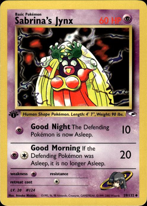 Pokemon Sabrina's Jynx 59/132 Gym Heroes Uncommon 1st Edition Near Mint