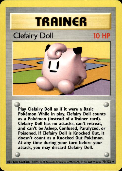 Pokemon Clefairy Doll 70/102 Base Set 4th Print 1999-2000 Rare Near Mint