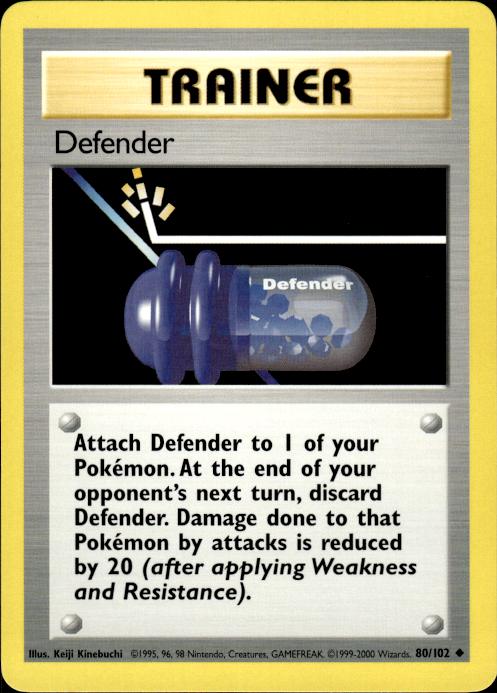 Pokemon Defender 80/102 Base Set 4th Print 1999-2000 Uncommon Near Mint