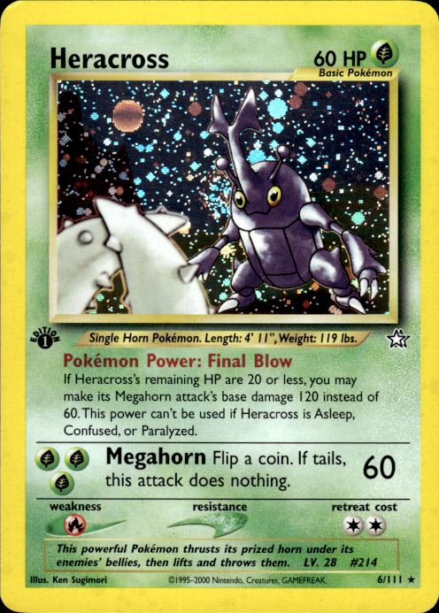 Pokemon Heracross 6/111 Neo Genesis Holo Rare 1st Edition Lightly Played