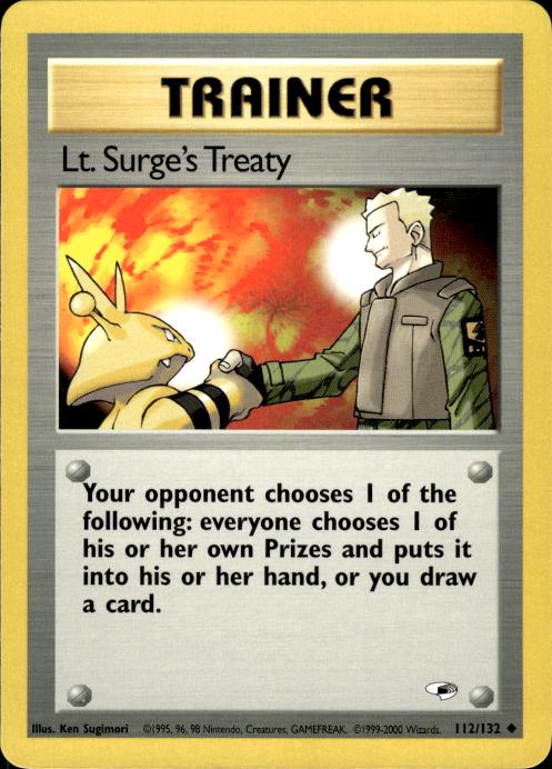 Pokemon Lt. Surge's Treaty 112/132 Gym Heroes Uncommon Near Mint