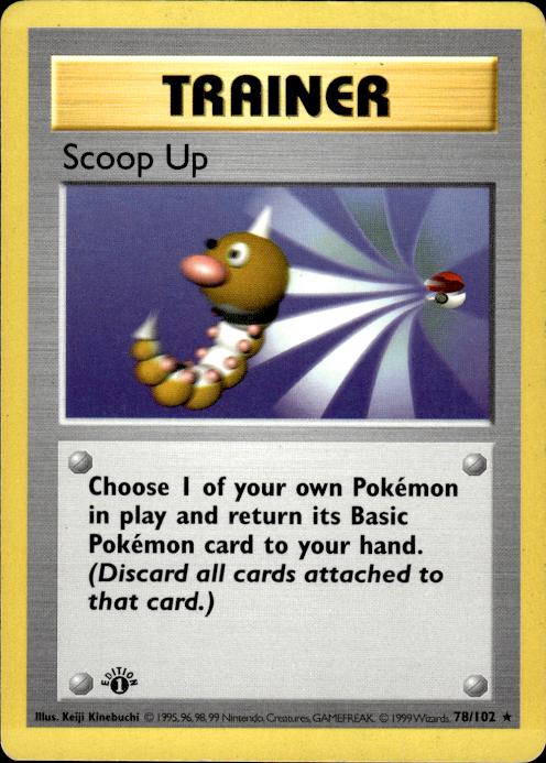 Pokemon Scoop Up 78/102 Base Set Rare 1st Edition Moderately Played