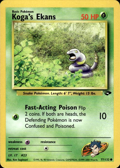 Pokemon Koga's Ekans 77/132 Gym Challenge Common Near Mint