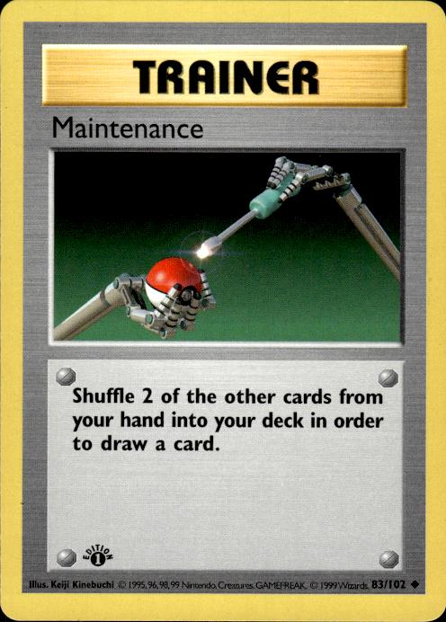 Pokemon Maintenance 83/102 Base Set Uncommon 1st Edition Moderately Played