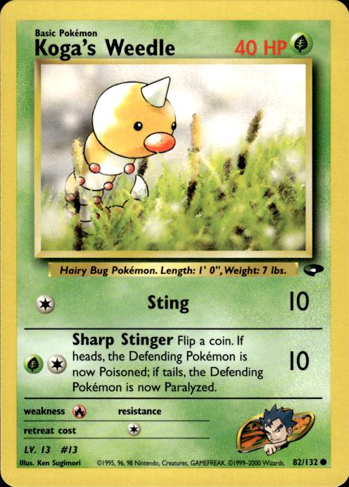 Pokemon Koga's Weedle 82/132 Gym Challenge Common Near Mint