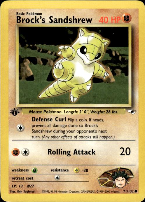 Pokemon Brock's Sandshrew 71/132 Gym Heroes Common 1st Edition Near Mint