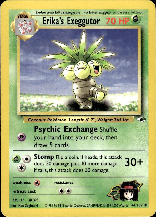Pokemon Erika's Exeggutor 44/132 Gym Heroes Uncommon Near Mint