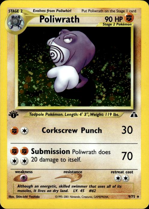 Pokemon Poliwrath 9/75 Neo Discovery Holo Rare 1st Edition Lightly Played