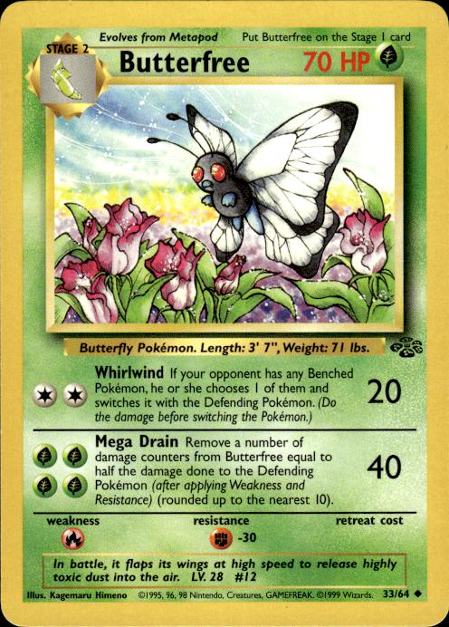 Pokemon Butterfree 33/64 Jungle Uncommon Near Mint