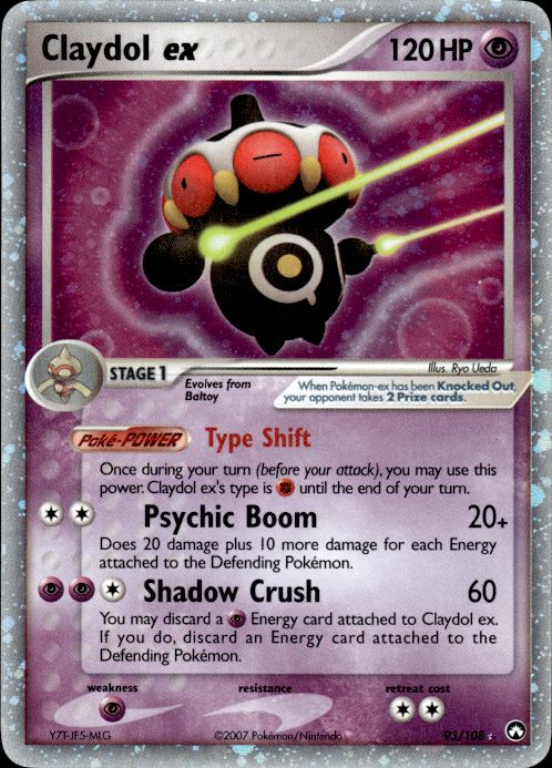 Claydol ex 93/108 Holo Rare EX Power Keepers Pokemon Heavily Played