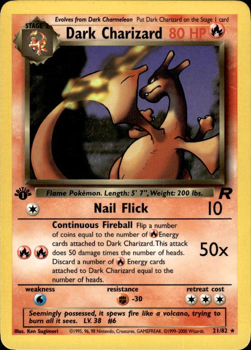 Pokemon Dark Charizard 21/82 Team Rocket Rare 1st Edition Near Mint