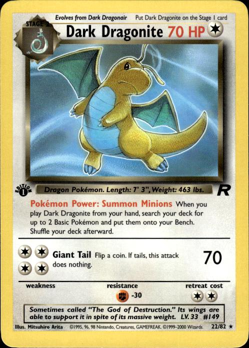 Pokemon Dark Dragonite 22/82 Team Rocket Rare 1st Edition Near Mint