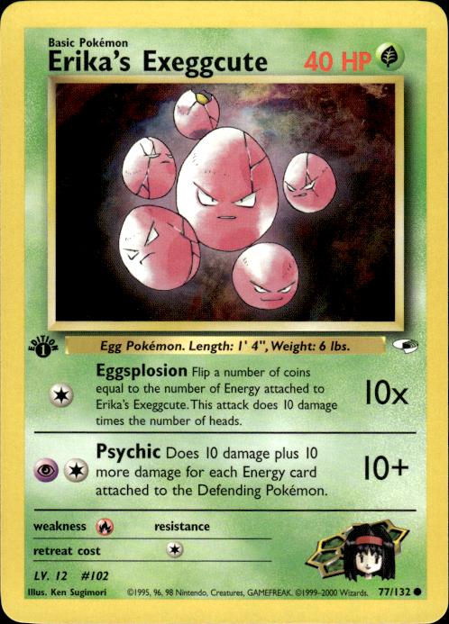 Pokemon Erika's Exeggcute 77/132 Gym Heroes Common 1st Edition Near Mint