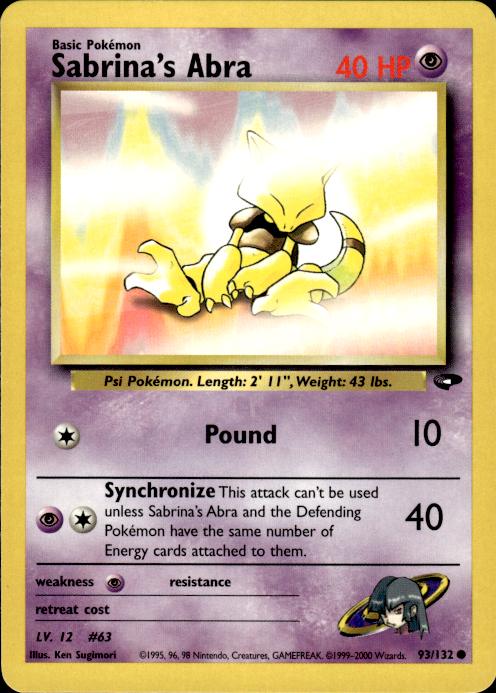 Pokemon Sabrina's Abra 93/132 Gym Challenge Common Near Mint
