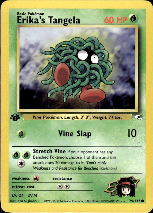Pokemon Erika's Tangela 79/132 Gym Heroes Common 1st Edition Near Mint