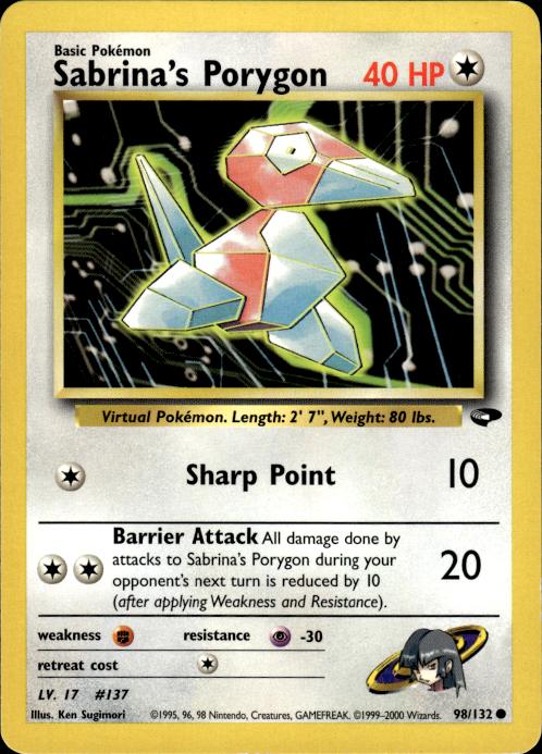 Pokemon Sabrina's Porygon 98/132 Gym Challenge Common Near Mint