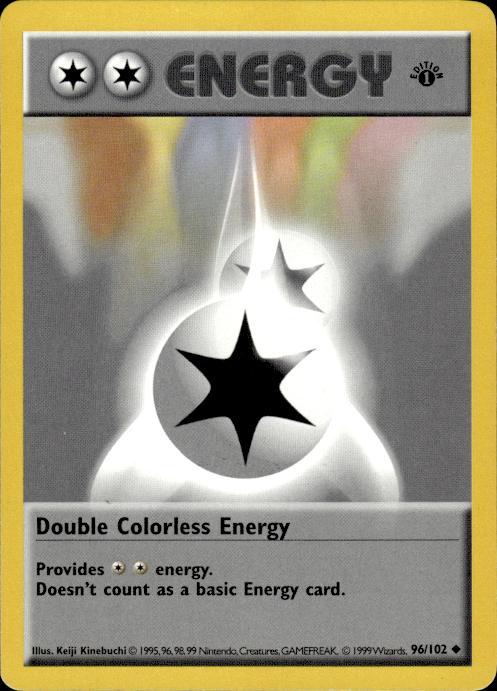 Pokemon Double Colorless Energy 96/102 Base Set Uncommon 1st Edition MP