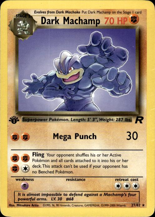 Pokemon Dark Machamp 27/82 Team Rocket Rare 1st Edition Near Mint