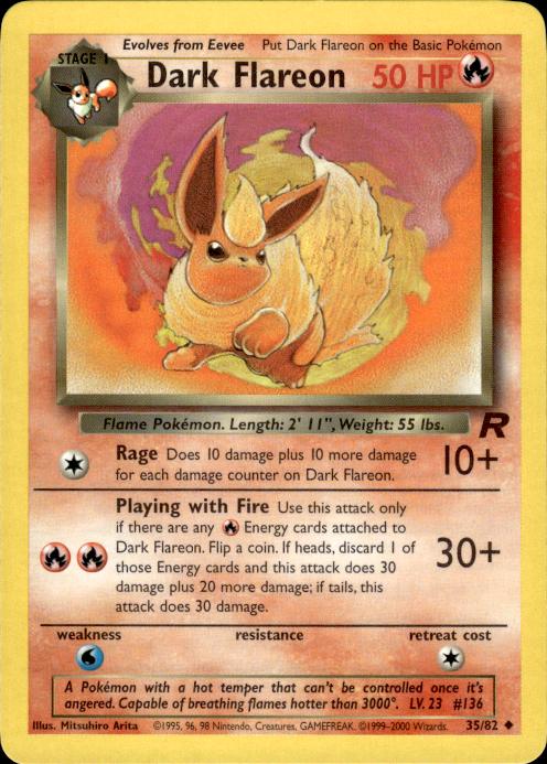 Pokemon Dark Flareon 35/82 Team Rocket Uncommon Near Mint