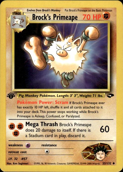 Pokemon Brock's Primeape 35/132 Gym Challenge Uncommon 1st Edition Near Mint