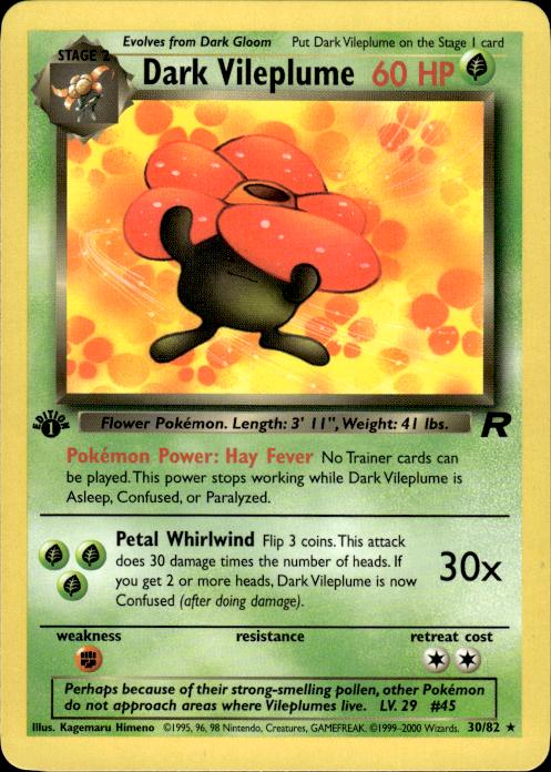 Pokemon Dark Vileplume 30/82 Team Rocket Rare 1st Edition Near Mint