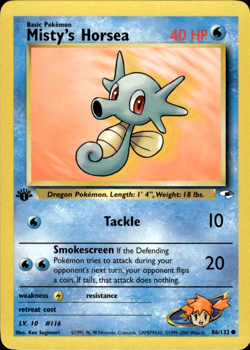 Pokemon Misty's Horsea 86/132 Gym Heroes Common 1st Edition Near Mint
