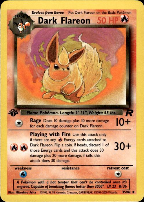 Pokemon Dark Flareon 35/82 Team Rocket Uncommon 1st Edition Near Mint