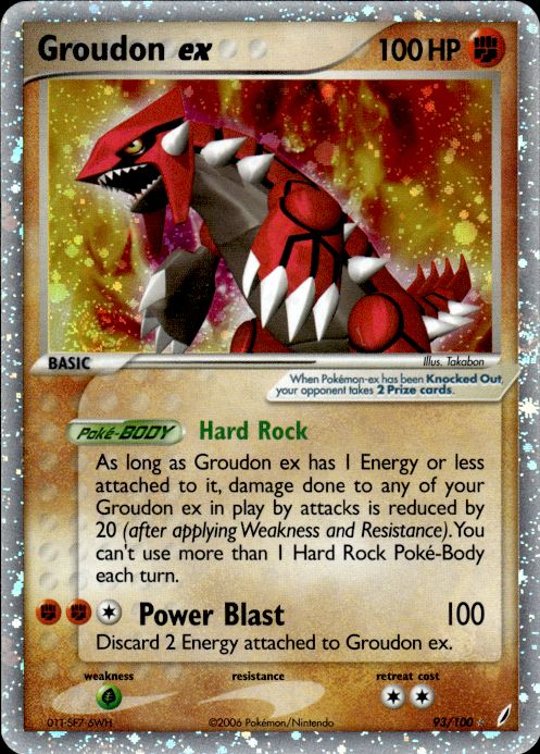 Groudon ex 93/100 Holo Rare EX Crystal Guardians Pokemon Lightly Played