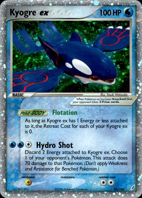 Kyogre ex 95/100 Holo Rare EX Crystal Guardians Pokemon Moderately Played