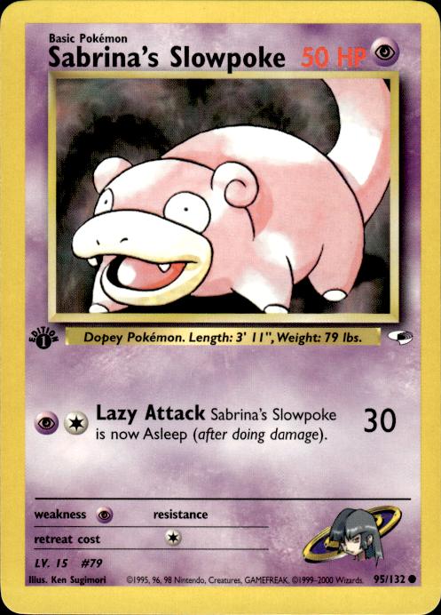 Pokemon Sabrina's Slowpoke 95/132 Gym Heroes Common 1st Edition Near Mint