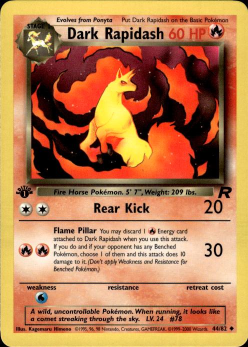 Pokemon Dark Rapidash 44/82 Team Rocket Uncommon 1st Edition Near Mint