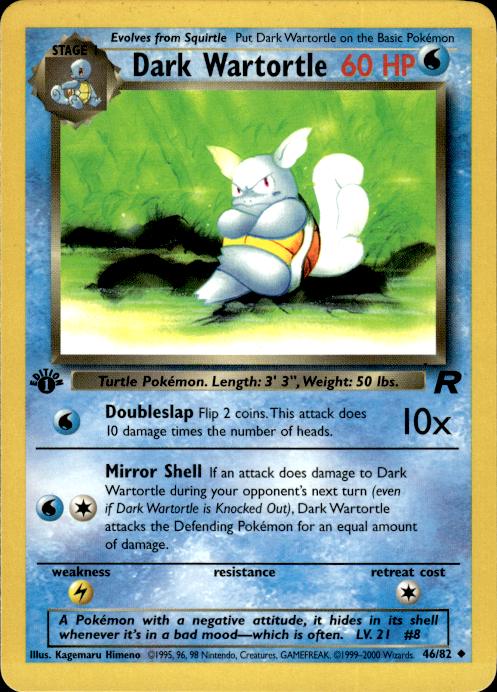 Pokemon Dark Wartortle 46/82 Team Rocket Uncommon 1st Edition Near Mint