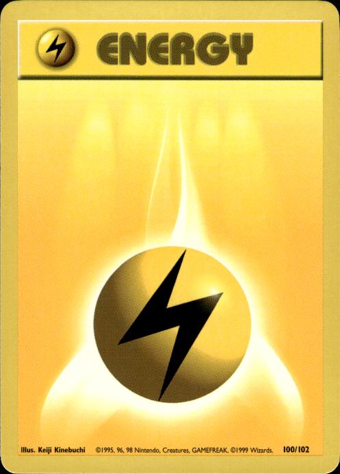 Pokemon Lightning Energy 100/102 Base Set Near Mint